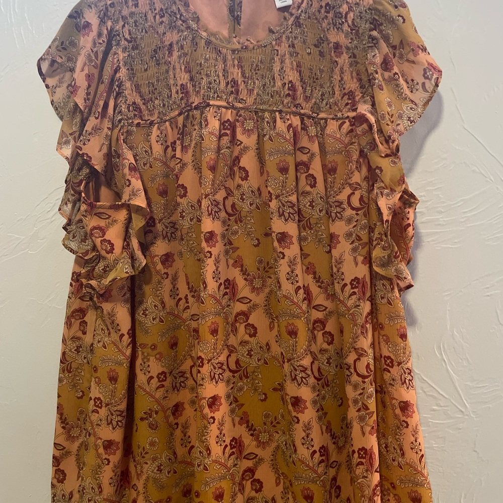 Carolina Belle Mustard and Pink Floral Top